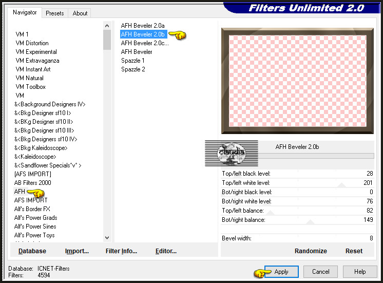 Effecten - Insteekfilters - <I.C.NET Software> - Filters Unlimited 2.0 - AFH - AFH Beveler 2.0b